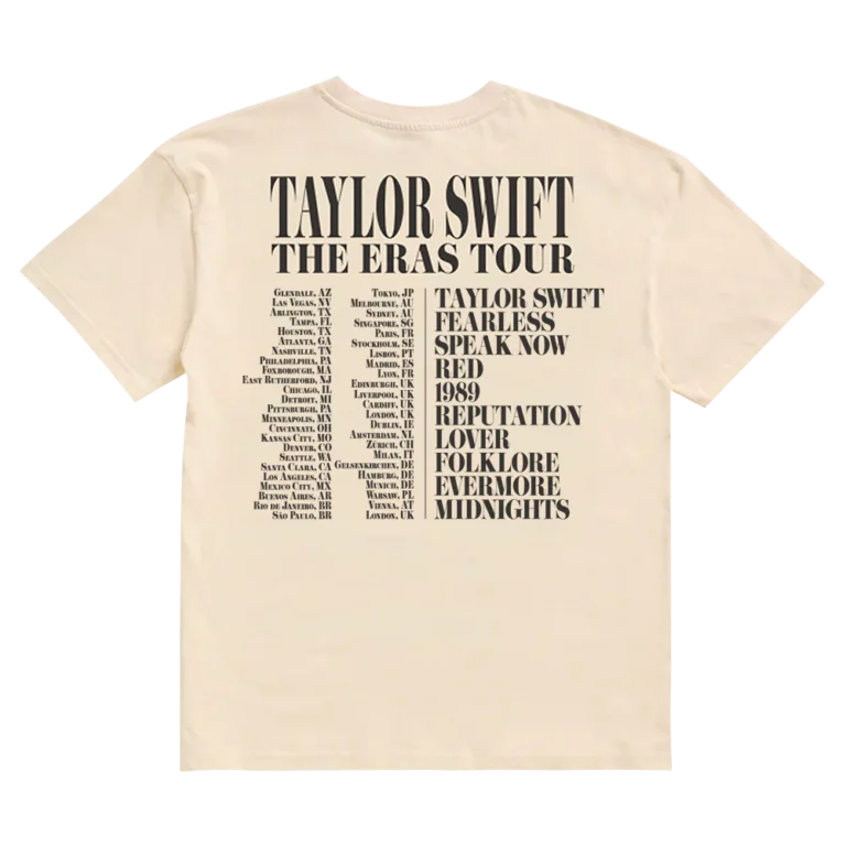 Taylor Swift The Eras International Tour Beige T-Shirt back