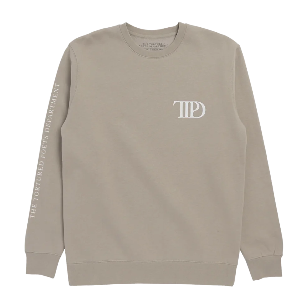 The Tortured Poets Department Beige Crewneck-Taylor Swift Tortured Poets Department Merch